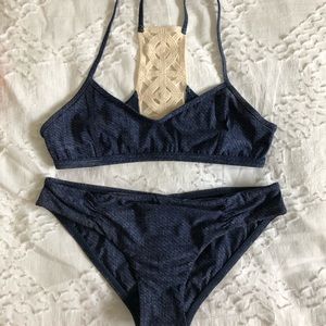 L*Space Bikini Size Small Top/Bottom - Denim Blue